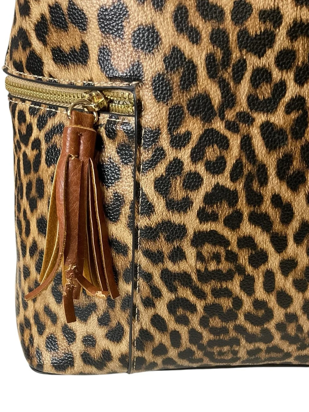 Jen & Co Leopard Print Hobo Bag with Tassel Zips - Brown